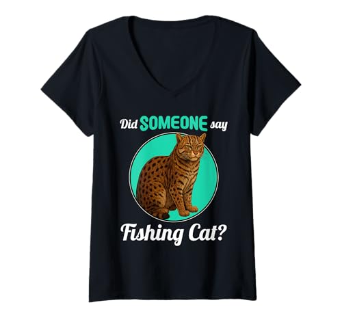 Damen Fischkatzen Fischkatze T-Shirt mit V-Ausschnitt Damen Fischkatzen Fischkatze T-Shirt mit V-Ausschnitt von Fischkatzen Fischkatze Tier Shop