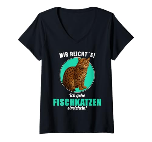 Damen Fischkatzen Fischkatze T-Shirt mit V-Ausschnitt Damen Fischkatzen Fischkatze T-Shirt mit V-Ausschnitt von Fischkatzen Fischkatze Tier Shop