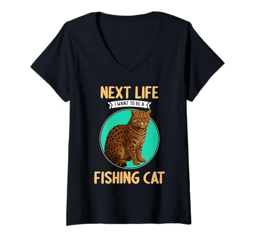 Damen Fischkatzen Fischkatze T-Shirt mit V-Ausschnitt Damen Fischkatzen Fischkatze T-Shirt mit V-Ausschnitt von Fischkatzen Fischkatze Tier Shop