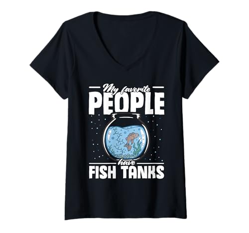 Damen Aquarium Fish Lustiges Zitat Aquascaping T-Shirt mit V-Ausschnitt Damen Aquarium Fish Lustiges Zitat Aquascaping T-Shirt mit V-Ausschnitt von Fish Lover Family Designs