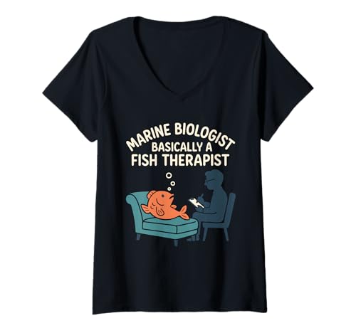 Damen Meeresbiologe Oceanographer Deep Sea Nerd Science Pride T-Shirt mit V-Ausschnitt Damen Meeresbiologe Oceanographer Deep Sea Nerd Science Pride T-Shirt mit V-Ausschnitt von Fish Therapist Marine Researcher Funny Plankton