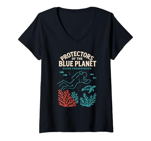 Damen Meeresbiologe Oceanographer Deep Sea Nerd Science Pride T-Shirt mit V-Ausschnitt Damen Meeresbiologe Oceanographer Deep Sea Nerd Science Pride T-Shirt mit V-Ausschnitt von Fish Therapist Marine Researcher Funny Plankton