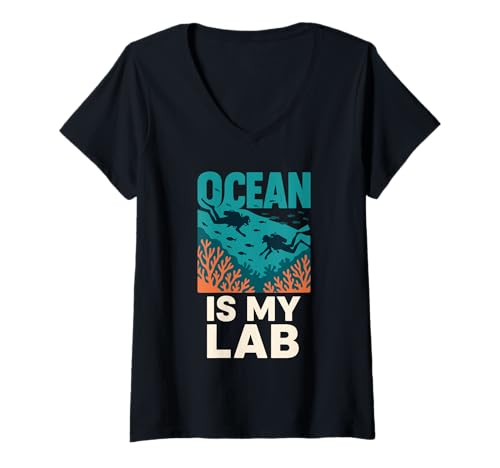 Damen Meeresbiologe Oceanographer Deep Sea Nerd Science Pride T-Shirt mit V-Ausschnitt Damen Meeresbiologe Oceanographer Deep Sea Nerd Science Pride T-Shirt mit V-Ausschnitt von Fish Therapist Marine Researcher Funny Plankton
