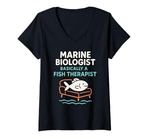 Damen Meeresbiologe Oceanographer Deep Sea Nerd Science Pride T-Shirt mit V-Ausschnitt Damen Meeresbiologe Oceanographer Deep Sea Nerd Science Pride T-Shirt mit V-Ausschnitt von Fish Therapist Marine Researcher Funny Plankton