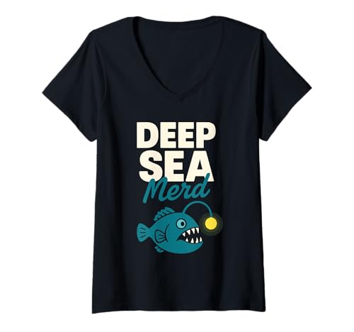 Damen Meeresbiologe Oceanographer Deep Sea Nerd Science Pride T-Shirt mit V-Ausschnitt Damen Meeresbiologe Oceanographer Deep Sea Nerd Science Pride T-Shirt mit V-Ausschnitt von Fish Therapist Marine Researcher Funny Plankton