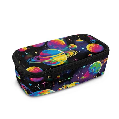 FishDing Star Planet Galaxy Federmäppchen Jungen Große Kapazität Schreibwaren Aufbewahrung Studentenbedarf Stifthalter Tasche, Bunter Planet, Einheitsgröße, Taschen-Organizer von FishDing