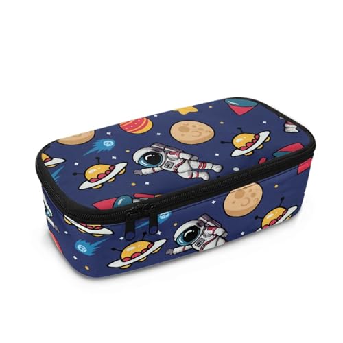 FishDing Star Planet Galaxy Federmäppchen Jungen Große Kapazität Schreibwaren Aufbewahrung Studentenbedarf Stifthalter Tasche, Cartoon Astronaut Planet, Einheitsgröße, Taschen-Organizer von FishDing