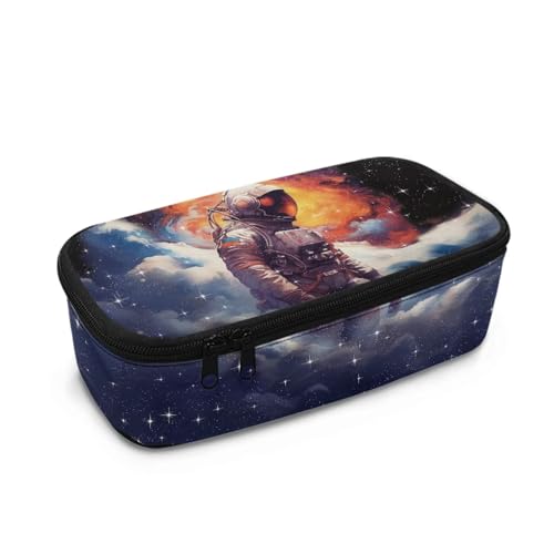 FishDing Star Planet Galaxy Federmäppchen Jungen Große Kapazität Schreibwaren Aufbewahrung Studentenbedarf Stifthalter Tasche, Cooler Astronaut, Einheitsgröße, Taschen-Organizer von FishDing