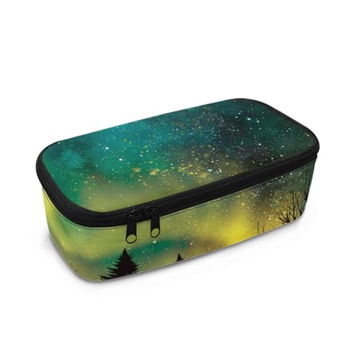 FishDing Star Planet Galaxy Federmäppchen Jungen Große Kapazität Schreibwaren Aufbewahrung Studentenbedarf Stifthalter Tasche, Grüne Sternennacht, Einheitsgröße, Taschen-Organizer von FishDing