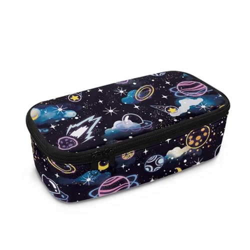 FishDing Star Planet Galaxy Federmäppchen Jungen Große Kapazität Schreibwaren Aufbewahrung Studentenbedarf Stifthalter Tasche, Süßer Planet, Einheitsgröße, Taschen-Organizer von FishDing