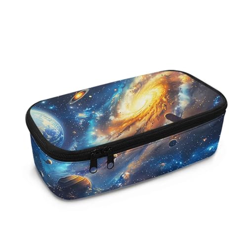 FishDing Star Planet Galaxy Federmäppchen Jungen Große Kapazität Schreibwaren Aufbewahrung Studentenbedarf Stifthalter Tasche, Swirl Universe Planet, Einheitsgröße, Taschen-Organizer von FishDing