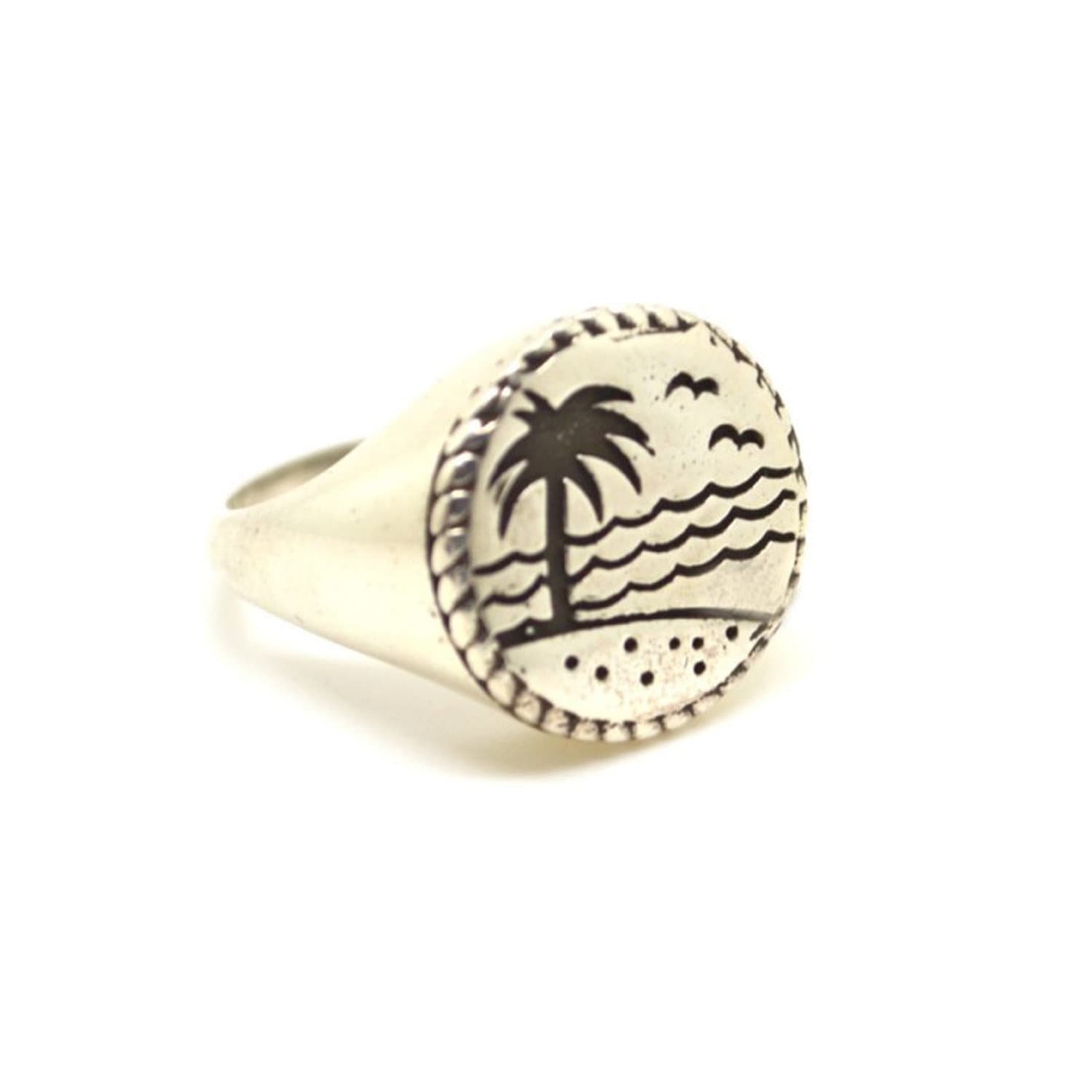 Paradise Island Ring in Sterling Silber 925-Plam Baum Mit Meer Paradise Island Ring in Sterling Silber 925-Plam Baum Mit Meer von FishboneDesignGR