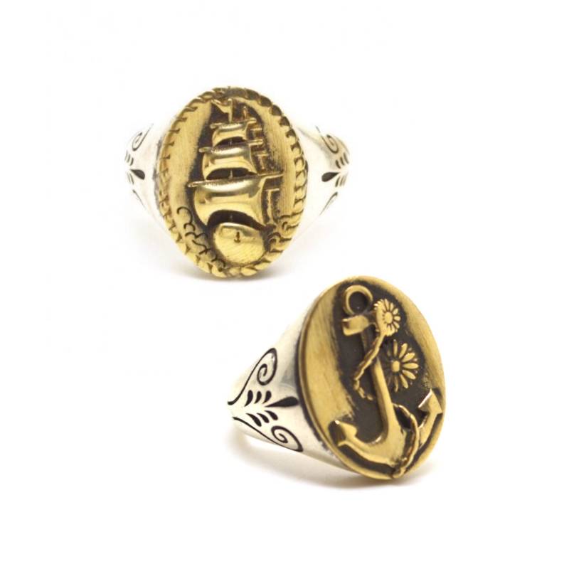 Signet Rind Albion Oder Anker in Sterling Silber 925 Signet Rind Albion Oder Anker in Sterling Silber 925 von FishboneDesignGR