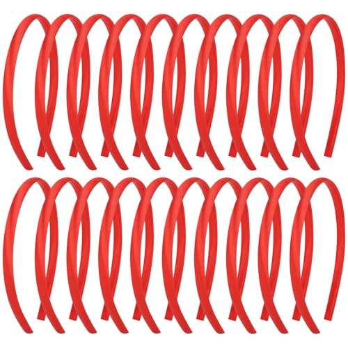 Rote Stirnbänder für Mädchen, 20 Stück, DIY-Bastel-Stirnbänder, hartes, dünnes Stirnband, Gummi-Kunststoff-Haarbänder für Kinder, Teenager, Partygeschenke von Fishdown