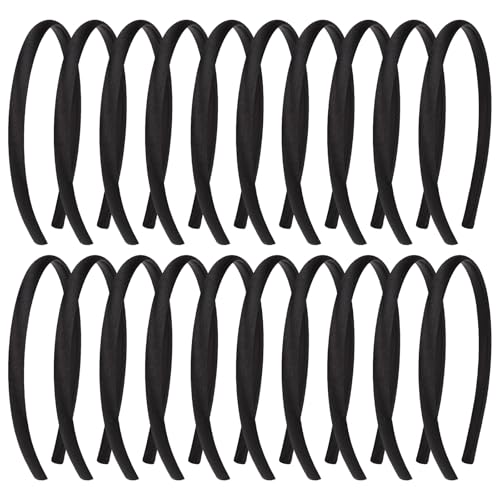 Schwarze Stirnbänder für Mädchen, 20 Stück, DIY-Bastel-Stirnbänder, hartes, dünnes Stirnband, Gummi-Kunststoff-Haarbänder für Kinder, Teenager, Partygeschenke von Fishdown