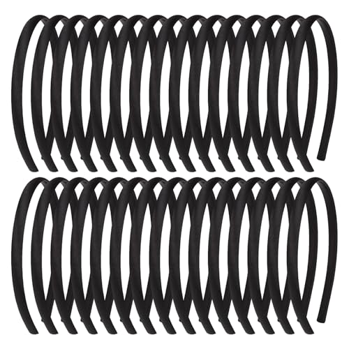 Schwarze Stirnbänder für Mädchen, 30 Stück, DIY-Bastel-Stirnbänder, hartes, dünnes Stirnband, Gummi-Kunststoff-Haarbänder für Kinder, Teenager, Partygeschenke von Fishdown