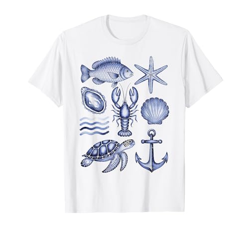 Vintage 90er Jahre Trendy Fisherman Aesthetic Retro Fisch Mädchen Ozean T-Shirt von Fisherman Core Coastal Lifestyle Preppy Prints