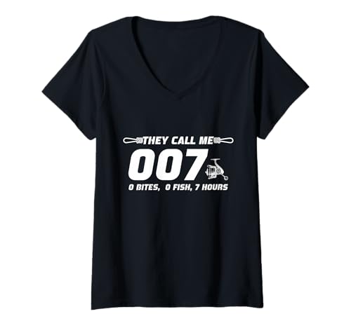 Damen Fisherman Joke Dad They Call Me 0 0 7 Lustiger Angelhumor T-Shirt mit V-Ausschnitt Damen Fisherman Joke Dad They Call Me 0 0 7 Lustiger Angelhumor T-Shirt mit V-Ausschnitt von Fisherman Joke Dad They Call Me 0 0 7 Fishing