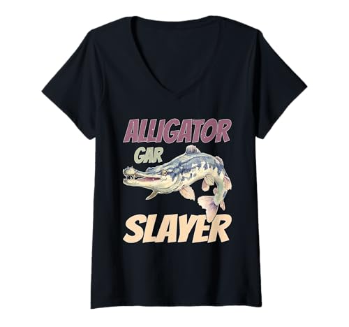 Damen Alligator Gar Slayer Fischerangler T-Shirt mit V-Ausschnitt Damen Alligator Gar Slayer Fischerangler T-Shirt mit V-Ausschnitt von Fisherman Skills Angler