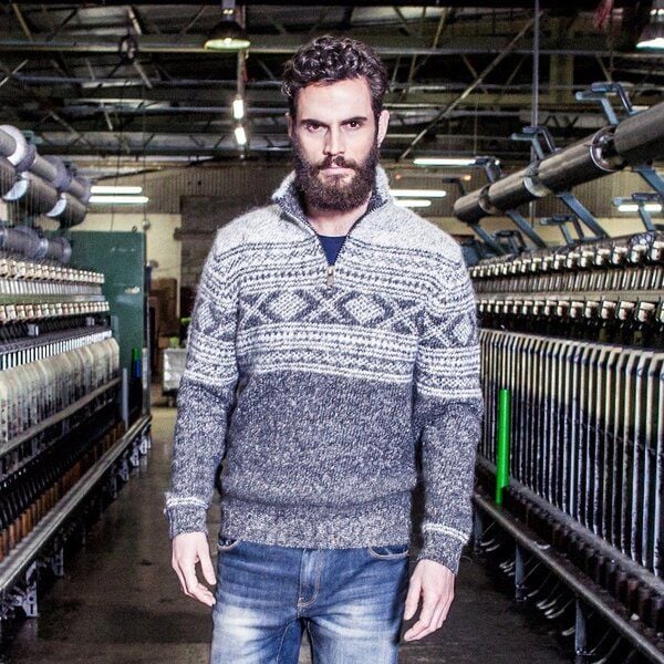 Fisherman out of Ireland Zip Neck Jacquard Pullover von Fisherman out of Ireland
