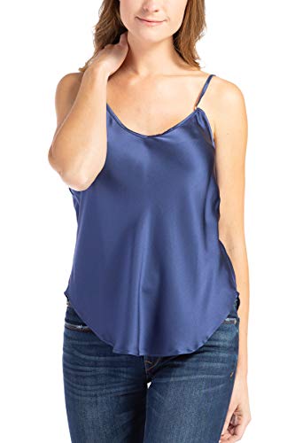 Fishers Finery Damen Camisole aus 100% reiner Maulbeerseide mit verstellbaren Trägern – verbesserte Passform - Blau - Klein von Fishers Finery