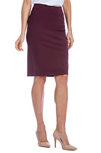 Fishers Finery Damen Ecofabric Ponte Pull On Stretch Über Knie Klassischer Bleistiftrock Tailliert, burgunderfarben, Groß von Fishers Finery