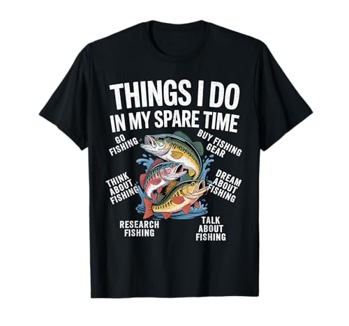 Things I Do In My Spare Time Funny Fishing Graphic Bass Herren T-Shirt von Fishing Apparel For Boys and Men Shop