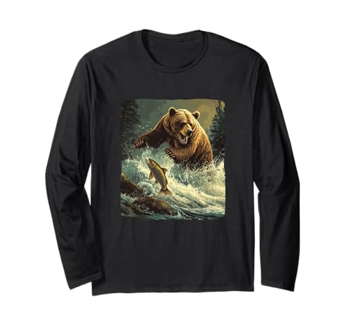 Amerikanische Angelsaison für Erwachsene und Kinder Langarmshirt Amerikanische Angelsaison für Erwachsene und Kinder Langarmshirt von Fishing Bear Outfit