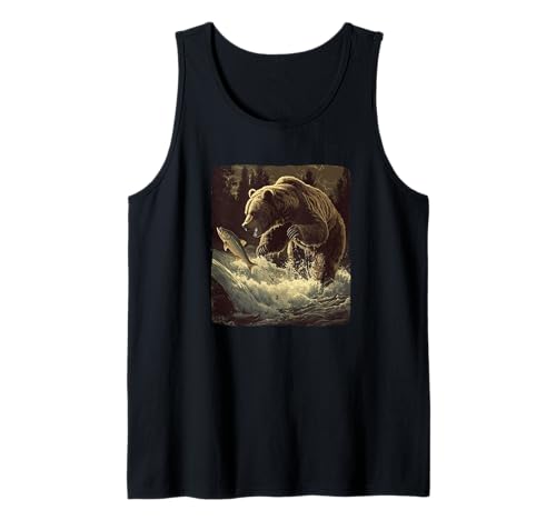 Cooler Bär im See mit Fisch für Jungen und Mädchen Tank Top Cooler Bär im See mit Fisch für Jungen und Mädchen Tank Top von Fishing Bear Outfit