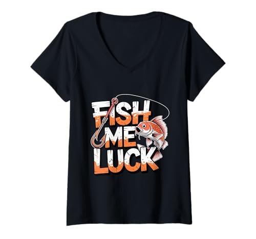 Damen Fish Me Luck beim Angeln T-Shirt mit V-Ausschnitt Damen Fish Me Luck beim Angeln T-Shirt mit V-Ausschnitt von Fishing Co
