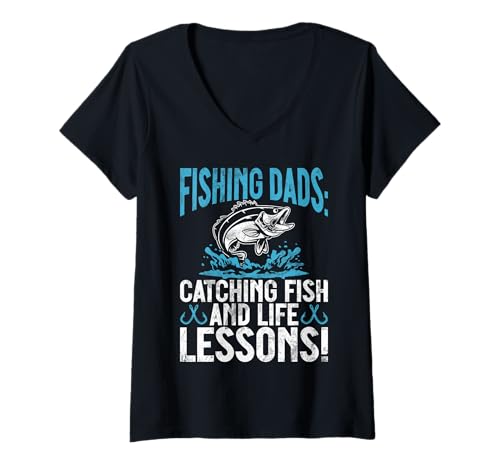 Damen Angelväter fangen Fische und Lebensunterricht! Fishing Dad T-Shirt mit V-Ausschnitt Damen Angelväter fangen Fische und Lebensunterricht! Fishing Dad T-Shirt mit V-Ausschnitt von Fishing Dad Gifts