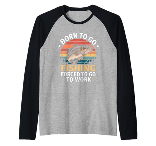 Geboren, um zu fischen gezwungen, lustige Männer Frauen zu Raglan Geboren, um zu fischen gezwungen, lustige Männer Frauen zu Raglan von Fishing Design Fisherman Männer Frauen Kinder