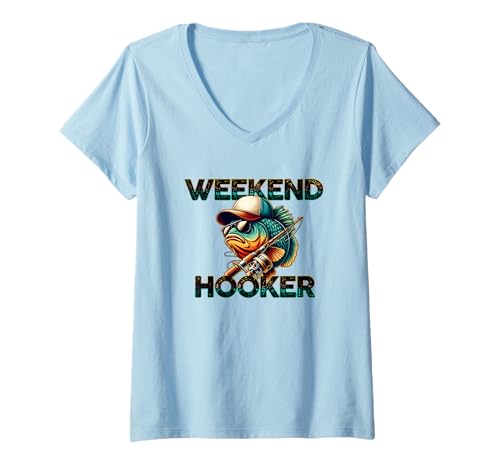 Damen Weekend Hooker Angeln Spaß Abenteuer Liebhaber T-Shirt mit V-Ausschnitt Damen Weekend Hooker Angeln Spaß Abenteuer Liebhaber T-Shirt mit V-Ausschnitt von Fishing Enthusiast Weekend Fun Outdoor Sport