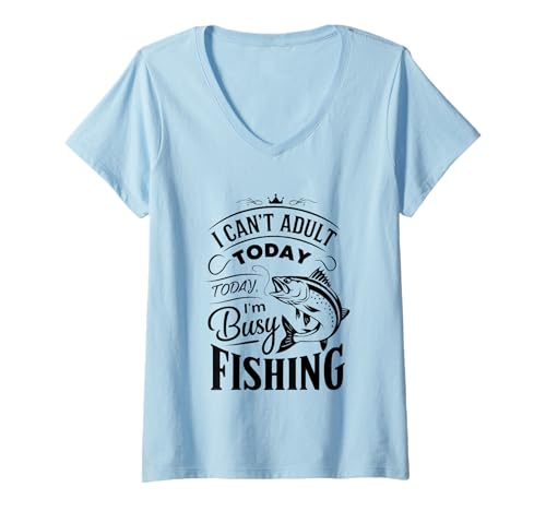 Damen Ich kann Heute Nicht erwachsen Sein. Viel Spaß beim Angeln T-Shirt mit V-Ausschnitt Damen Ich kann Heute Nicht erwachsen Sein. Viel Spaß beim Angeln T-Shirt mit V-Ausschnitt von Fishing Enthusiasts Relaxation Escape Nature