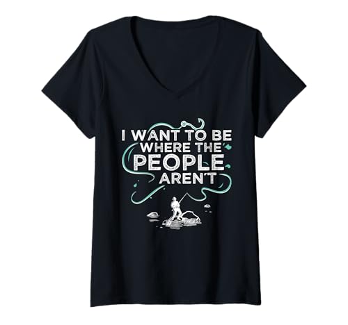 Damen Ich Möchte Dort Sein Wo Keine Menschen Sind T-Shirt mit V-Ausschnitt Damen Ich Möchte Dort Sein Wo Keine Menschen Sind T-Shirt mit V-Ausschnitt von Fishing Fisherman Angler Outdoor Hobby Gifts Appar