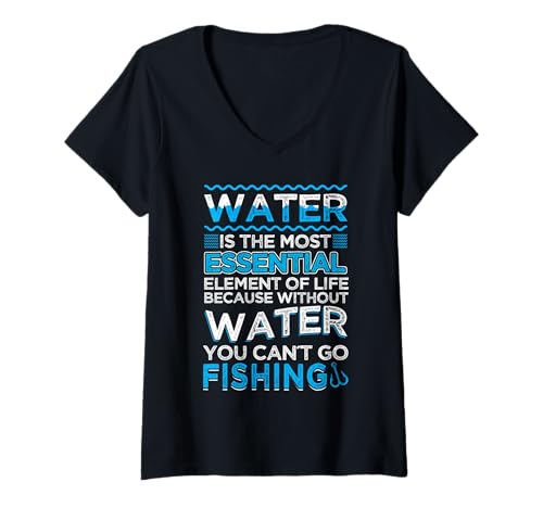Damen Water Essential Life Fishing T-Shirt mit V-Ausschnitt Damen Water Essential Life Fishing T-Shirt mit V-Ausschnitt von Fishing Fisherman Angler Outdoor Hobby Gifts Appar
