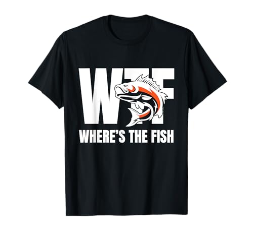 WTF Where's The Fish Herren Lustiges Angelgeschenk Vatertag T-Shirt von Fishing Gifts Apparel