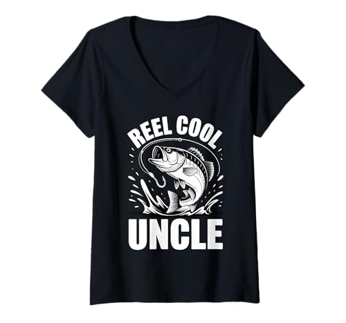 Damen Reel Cool Uncle, lustiges Angel-Grafik-T-Shirt mit Familiencrew T-Shirt mit V-Ausschnitt Damen Reel Cool Uncle, lustiges Angel-Grafik-T-Shirt mit Familiencrew T-Shirt mit V-Ausschnitt von Fishing Humor for Outdoorsy Uncles and Angler