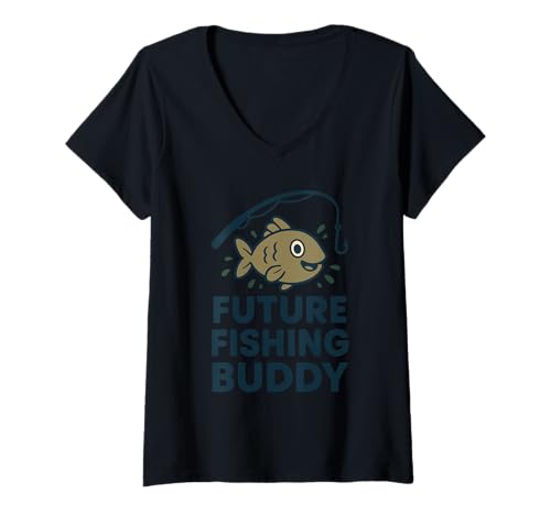 Damen Angeln Kind Familie Angelausflug Matching Angeln Vater Sohn T-Shirt mit V-Ausschnitt Damen Angeln Kind Familie Angelausflug Matching Angeln Vater Sohn T-Shirt mit V-Ausschnitt von Fishing Legend In Training Kids Fishing Father