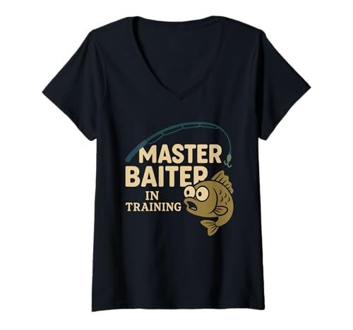 Damen Angeln Kind Familie Angelausflug Matching Angeln Vater Sohn T-Shirt mit V-Ausschnitt Damen Angeln Kind Familie Angelausflug Matching Angeln Vater Sohn T-Shirt mit V-Ausschnitt von Fishing Legend In Training Kids Fishing Father