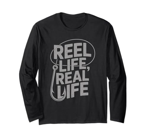 Reel Life Real Life Angelhaken Hemd Angler Männer Frauen Langarmshirt von Fishing Lifestyle Apparel Reel Life Angler Shirts