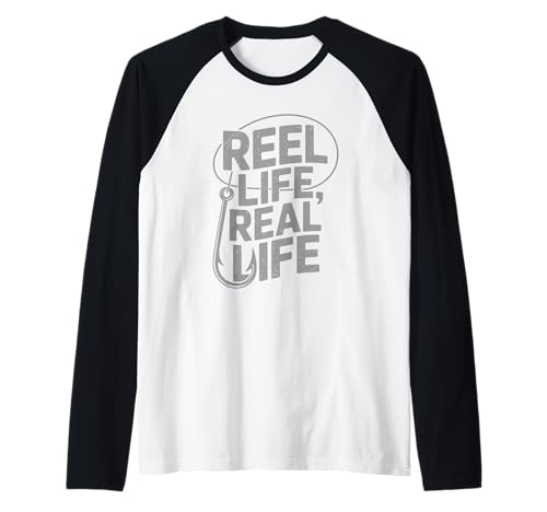 Reel Life Real Life Angelhaken Hemd Angler Männer Frauen Raglan von Fishing Lifestyle Apparel Reel Life Angler Shirts