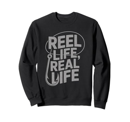 Reel Life Real Life Angelhaken Hemd Angler Männer Frauen Sweatshirt von Fishing Lifestyle Apparel Reel Life Angler Shirts