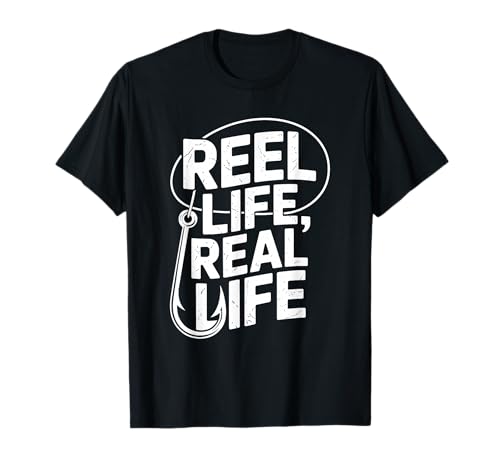 Reel Life Real Life Angelhaken Hemd Angler Männer Frauen T-Shirt von Fishing Lifestyle Apparel Reel Life Angler Shirts