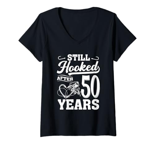 Damen Angelpaar 50 Jahre Jubiläum 50. Hochzeitsfeier T-Shirt mit V-Ausschnitt Damen Angelpaar 50 Jahre Jubiläum 50. Hochzeitsfeier T-Shirt mit V-Ausschnitt von Fishing Matching Couple Gifts