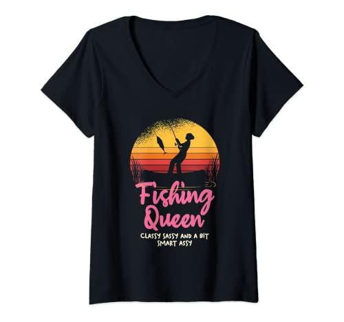 Damen Angelkönigin T-Shirt mit V-Ausschnitt Damen Angelkönigin T-Shirt mit V-Ausschnitt von Fishing Novelty Apparel