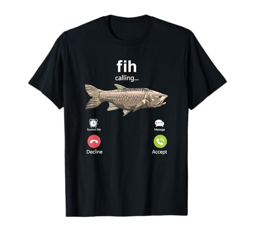 Fih Calling Funny Herren Angeln Internet Meme Fih T-Shirt von Fishing On The Weekends Novelty Apparel