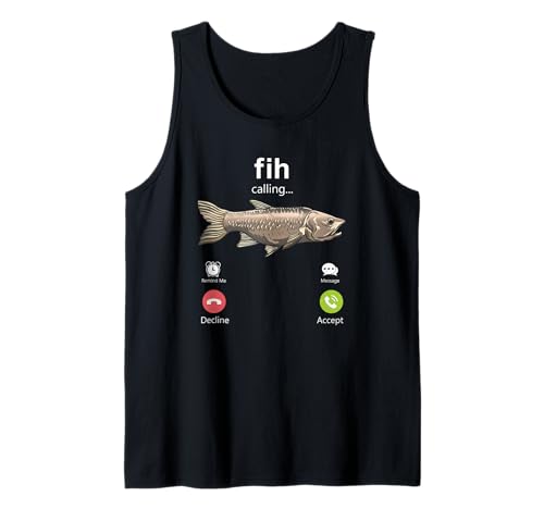 Fih Calling Funny Herren Angeln Internet Meme Fih Tank Top von Fishing On The Weekends Novelty Apparel