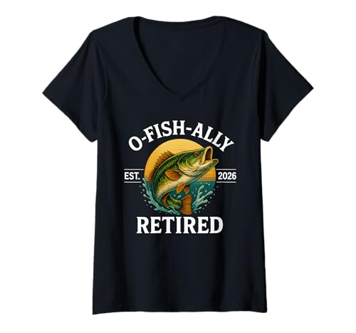 Damen O-Fish-Ally Retired 2026 für Angler Angeln Ruhestand T-Shirt mit V-Ausschnitt Damen O-Fish-Ally Retired 2026 für Angler Angeln Ruhestand T-Shirt mit V-Ausschnitt von Fishing Retirement 2026 Store Apparel