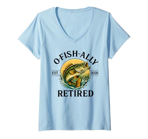 Damen O-Fish-Ally Retired 2026 für Angler Angeln Ruhestand T-Shirt mit V-Ausschnitt Damen O-Fish-Ally Retired 2026 für Angler Angeln Ruhestand T-Shirt mit V-Ausschnitt von Fishing Retirement 2026 Store Apparel